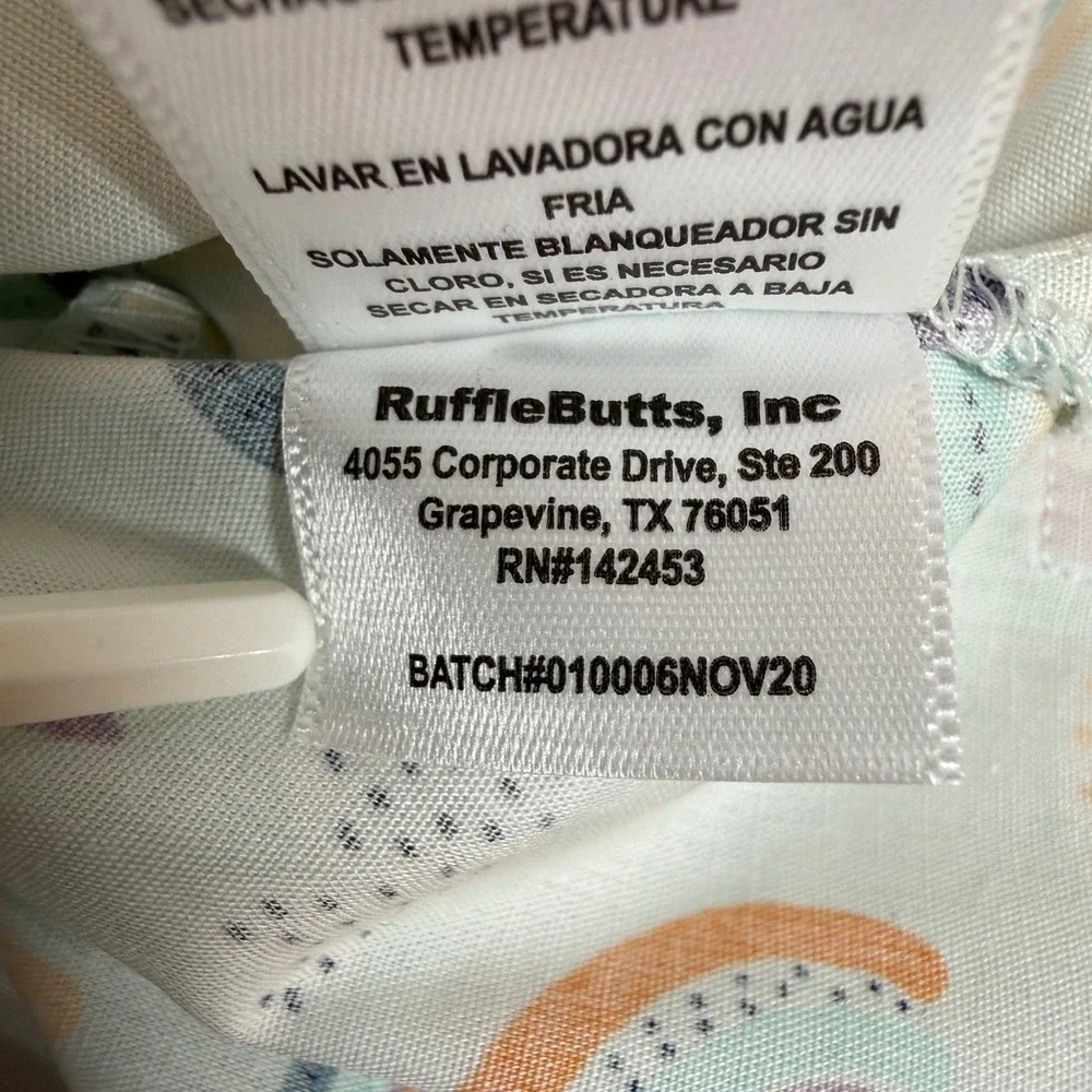 RuffleButts Girls Rainbow Print Dress Size 8 Ruffle Sleeve Cotton Pastel Spring